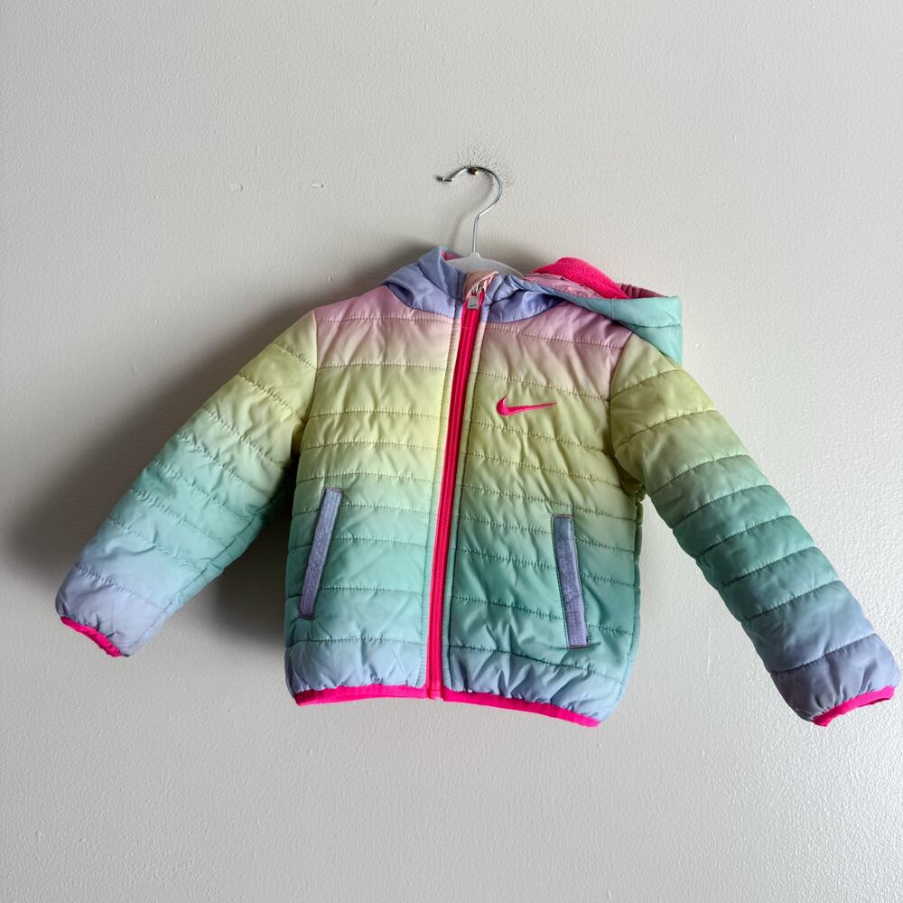 Nike Rainbow Full Zip Hooded Puffer Coat 12 Months Winter Snow Jacket